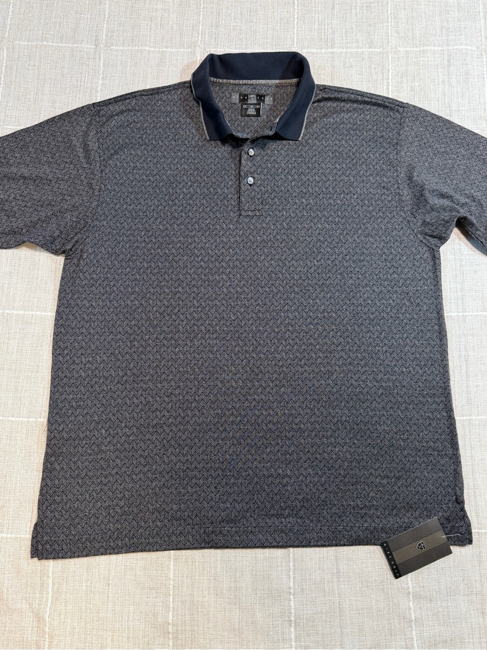 Nike Golf Dri-FIT Polo Shirt Mens XL Gray Navy Chevron Pattern Short Sleeve NWT